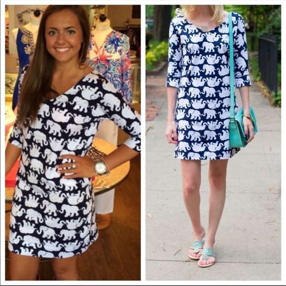 Lilly Pulitzer Christie Sun Blue Elephant shirt Dress womens size XS - Picture 8 of 8